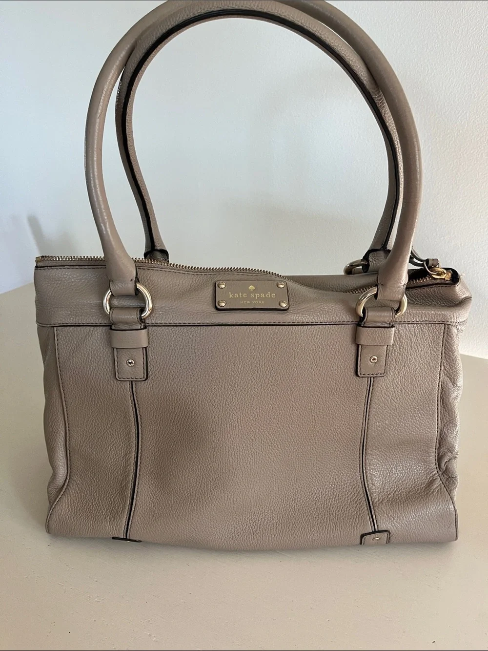 Taupe Leather Top-Handle Women’s Satchel